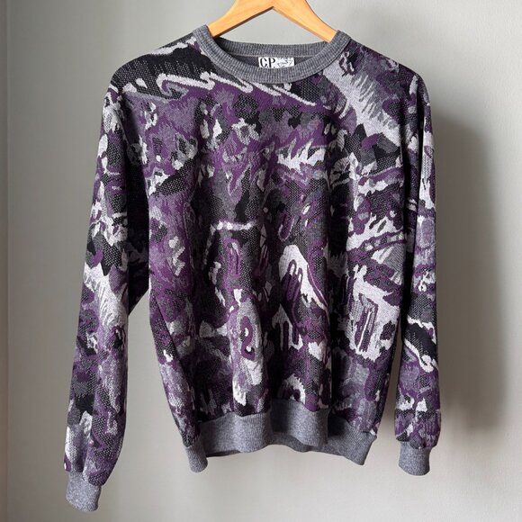 Abstract Gray/Purple Sweater Vintage C.P. Top - Picture 16 of 17